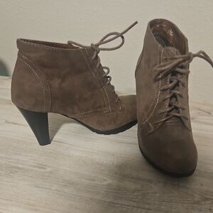 Rialto Lace-Up Brown Suede Heeled Boots